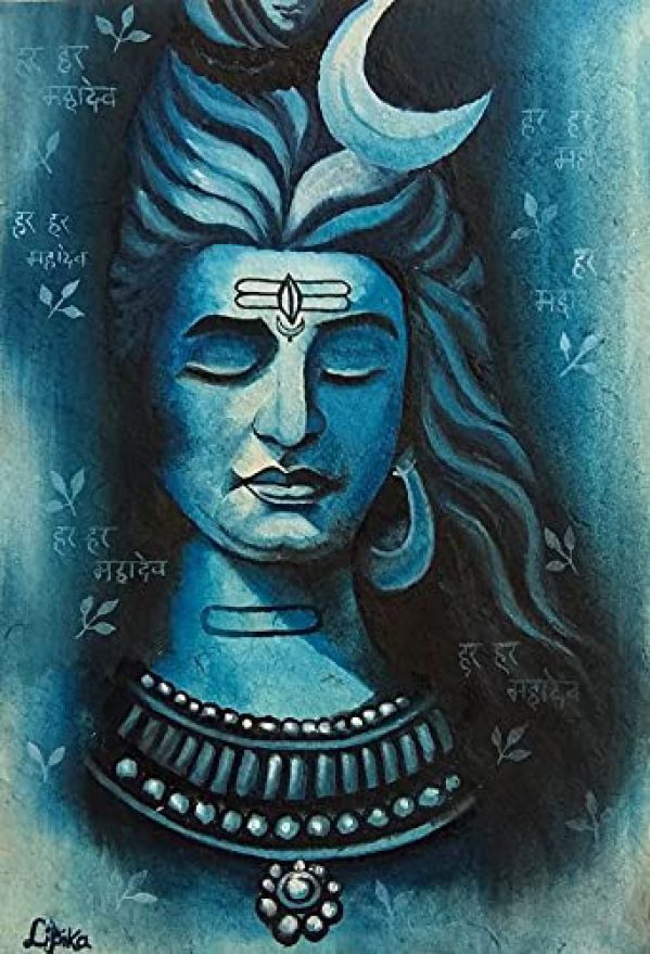 Lord Shiva Oil Painting Handpainted On Canvas Without Frame Soulspaze