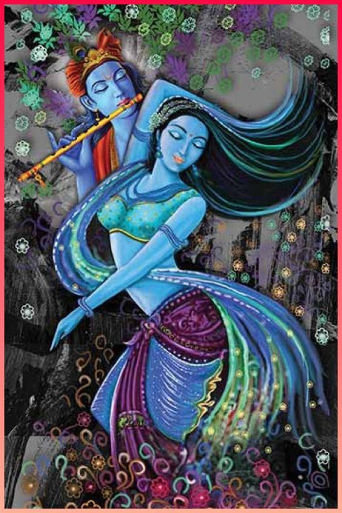 Radha Krishna Love Forever V Oil Painting Handpainted On Canvas