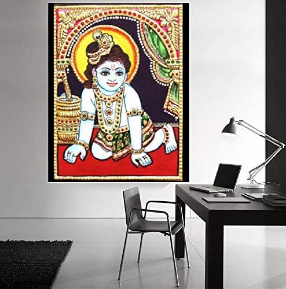 TANJORE PAINTING OF BUTTER KRISHNA B – SoulSpaze