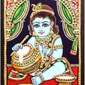Butter Krishna Tanjore Wall Art Painting With Frame
