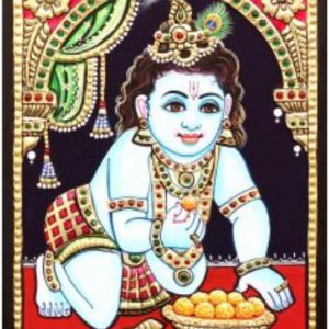 Lord Krishna Tanjore Art Painting With Frame