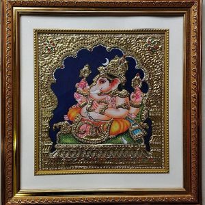 Divine Ganesha Ji Tanjore Painting With Frame