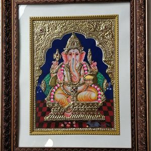Divine Ganesh Tanjore Painting With Frame