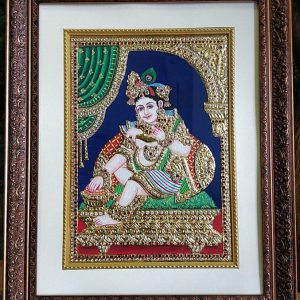 Krishna Tanjore Wall Art Painting with Frame