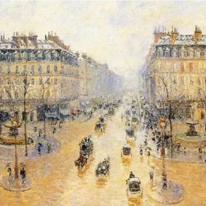 Avenue de l’Opera Snow Handpainted Painting on Canvas Wall Art Painting (Without Frame)