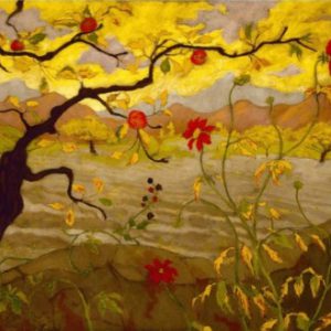 Apple Tree Canvas Art Handpainted Painting on Canvas Wall Art Painting (Without Frame)