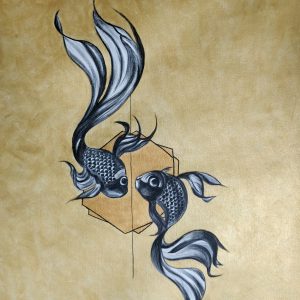 Yin Yang Fish Art Handpainted Paintings on Canvas Unframed