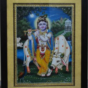 Shree Krishan Moon Tanjore Painting With Frame