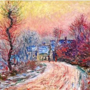 Giverny Winter Sunset Painting Handpainted on Canvas Wall Art Painting