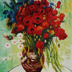 Red Poppies Canvas Art Handpainted Painting on Canvas (Without Frame)