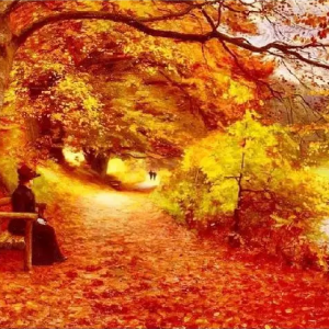 Autumn Wooded Path Canvas Handpainted Painting on Canvas (Without Frame)