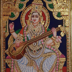 Saraswati Tanjore Art Painting With Frame