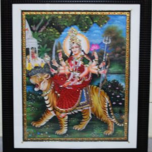 Sherawali Mata Tanjore Painting With Frame