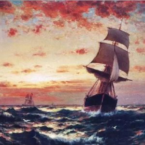 Handpainted Ships at Sea Painting on Canvas Wall Art Painting (Without Frame)
