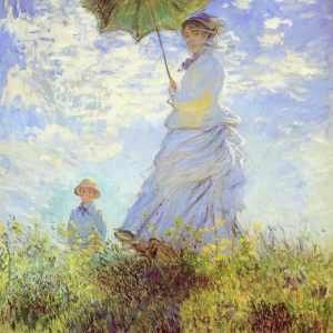 Handpainted Woman with Parasol Painting on Canvas Wall Art (Without Frame)