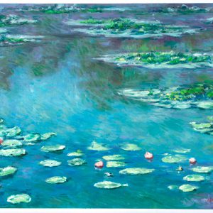 Handpainted Water Lilies Art Painting on Canvas Wall Art Painting (Without Frame)