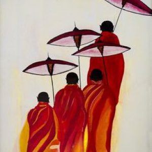 Orange Pilgrims Canvas Art Handpainted Painting Masterpiece