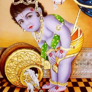 Ladoo bal Gopal Tanjore Art Divine Masterpiece With Frame