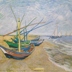 Beach Fishing Boats Canvas Handpainted Painting on Canvas Wall Art Painting (Without Frame)