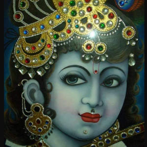 Ladoo Gopal Face Art Tanjore Painting With Frame