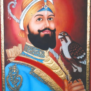 Guru Gobind Singh With Bird Tanjore Art Painting With Frame