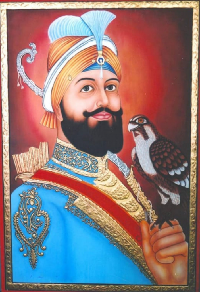 Guru Gobind Singh With Bird Tanjore Painting With Frame - SoulSpaze