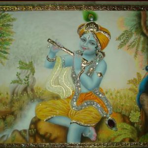 Krishna With Peacock Tanjore Art Painting With Frame