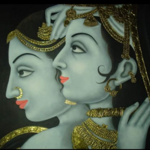 Radha Krishna Face Art Tanjore Painting With Frame
