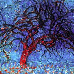 Handpainted Red Tree Art Painting on Canvas Wall Art Painting (Without Frame)