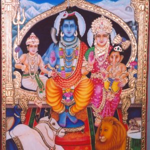 Shiv Parivar Tanjore Art Painting With Frame