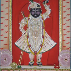 Shreenathji Red Tanjore Painting With Frame