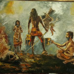 Banaras Ghat Canvas Paintings Handpainted on Canvas Wall Art Painting (Without Frame)