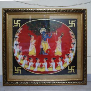 Krishan Tanjore Painting With Frame (RED)