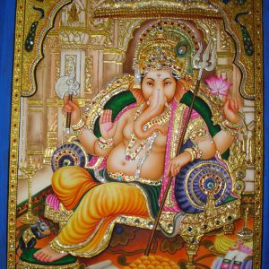 Lord Ganesha Art Tanjore Painting with Frame