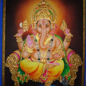 Lord Ganesha Tanjore Art Painting with Frame