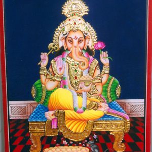 Lord Ganesh Tanjore Art Painting with Frame