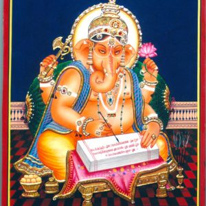 Ganesh Tanjore Art Blessing Painting with Frame