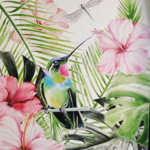 Nature Bird Blossom Art Handmade Paintings 24x 30 inch each
