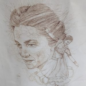 Deepika Padukone Portrait Art Scribble Portrait On Paper 85x55cm Without Frame