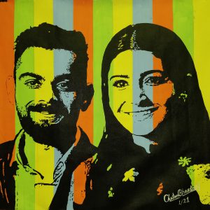 Virat Kohli And Anushka Sharma POP Art Portrait On Canvas Without Frame