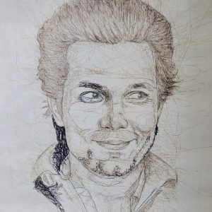 Randeep Hooda Portrait Art Scribble On Paper 60x40cm Without Frame