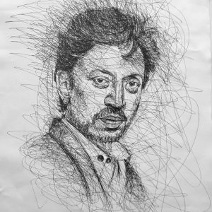 Irrfan Khan Scribble Portrait On Paper 60x40cm Without Frame