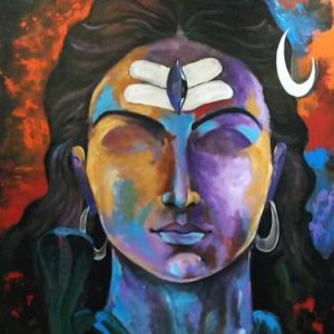 Lord Shiva Deep Meditation Hand-painted Painting on Canvas
