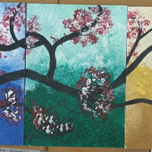 Spring Orchids Canvas Painting Handpainted 3 panel Split Painting on Canvas 40cm X 28cm X3Pcs