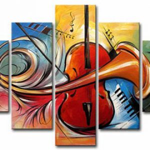 Hand-Painted Music Art Canvas Painting (Without Frame)