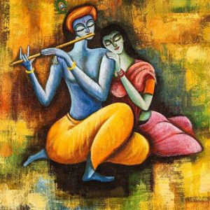 Radha Krishna Love Canvas Handpainted Art Painting