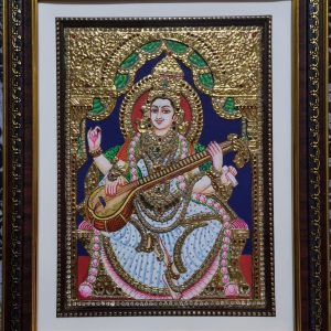 Saraswati Tanjore Painting Divine Art With Frame
