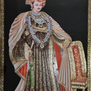 Rajasthani King Miniature Art painting With Frame 44inc x 32inc x2inc.