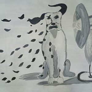 Hand-painted Pongo Spots Canvas Wall Art Painting Without Frame White