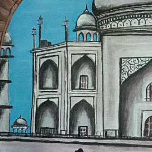 Hand-painted Beautiful Dome Canvas Painting Stretched On Hardboard